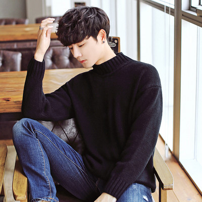 Πουλόβερ Casual Loose O λαιμόκοψη ανδρικά μαύρα εξωτερικά ενδύματα Επώνυμα πουλόβερ L-φθινοπωρινά πλεκτά χειμωνιάτικα μονόχρωμα πουλόβερ με απλό στυλ #my18