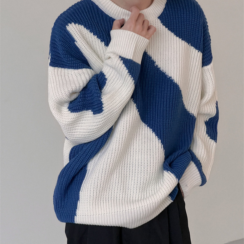 Ανοιξιάτικο φθινόπωρο πλεκτό πουλόβερ ανδρικό μακρυμάνικο με στρογγυλή λαιμόκοψη Streetwear ανδρικά πουλόβερ Casual ανδρικά πουλόβερ Μόδα ανδρικά ρούχα