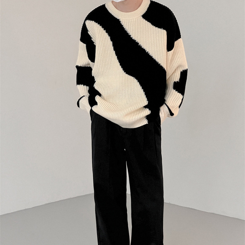 Ανοιξιάτικο φθινόπωρο πλεκτό πουλόβερ ανδρικό μακρυμάνικο με στρογγυλή λαιμόκοψη Streetwear ανδρικά πουλόβερ Casual ανδρικά πουλόβερ Μόδα ανδρικά ρούχα