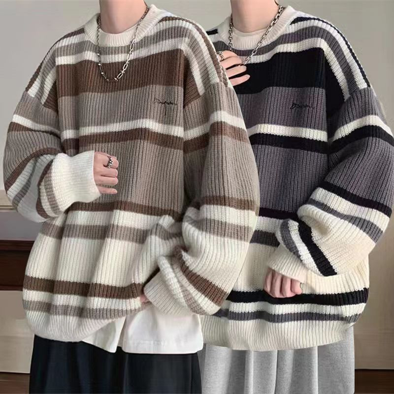 Νέα Crewneck Πουλόβερ Ανδρικά Χαλαρά Πλεκτά Πουλόβερ Ανδρικά Υπερμεγέθη Πουλόβερ Μόδα Casual Πουλόβερ Ανδρικά Πουλόβερ X32