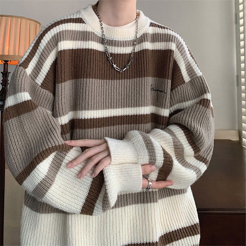 Νέα Crewneck Πουλόβερ Ανδρικά Χαλαρά Πλεκτά Πουλόβερ Ανδρικά Υπερμεγέθη Πουλόβερ Μόδα Casual Πουλόβερ Ανδρικά Πουλόβερ X32