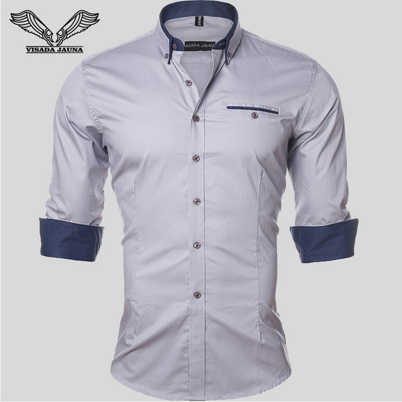 VISADA JAUNA meeste särk 2017 ühevärviline ärikleit vabaaja brändirõivad pikkade varrukatega Camisa Social Masculina 5XL N461