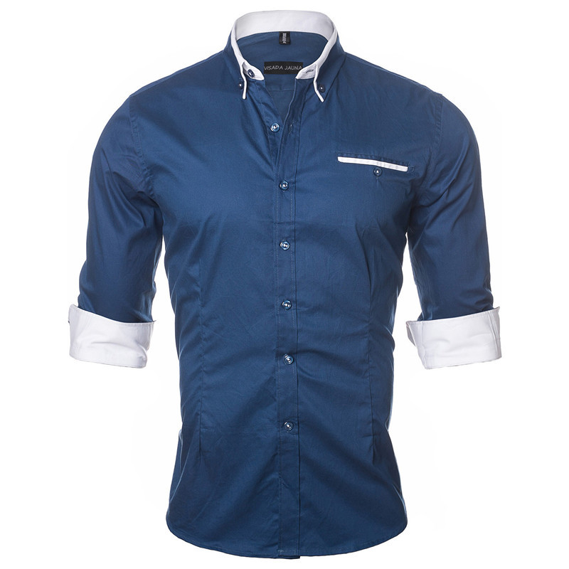 VISADA JAUNA meeste särk 2017 ühevärviline ärikleit vabaaja brändirõivad pikkade varrukatega Camisa Social Masculina 5XL N461