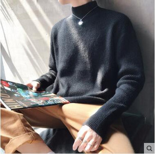 Barbati galben Pulover turtleneck tricotat Iarna