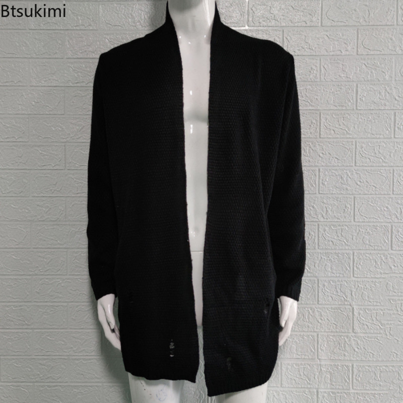 Novi 2023. Jesen Zima Muški pleteni kaput Dugi kardigan džemper Muška modna ležerna velika muška jakna Trenč kaput Muška odjeća