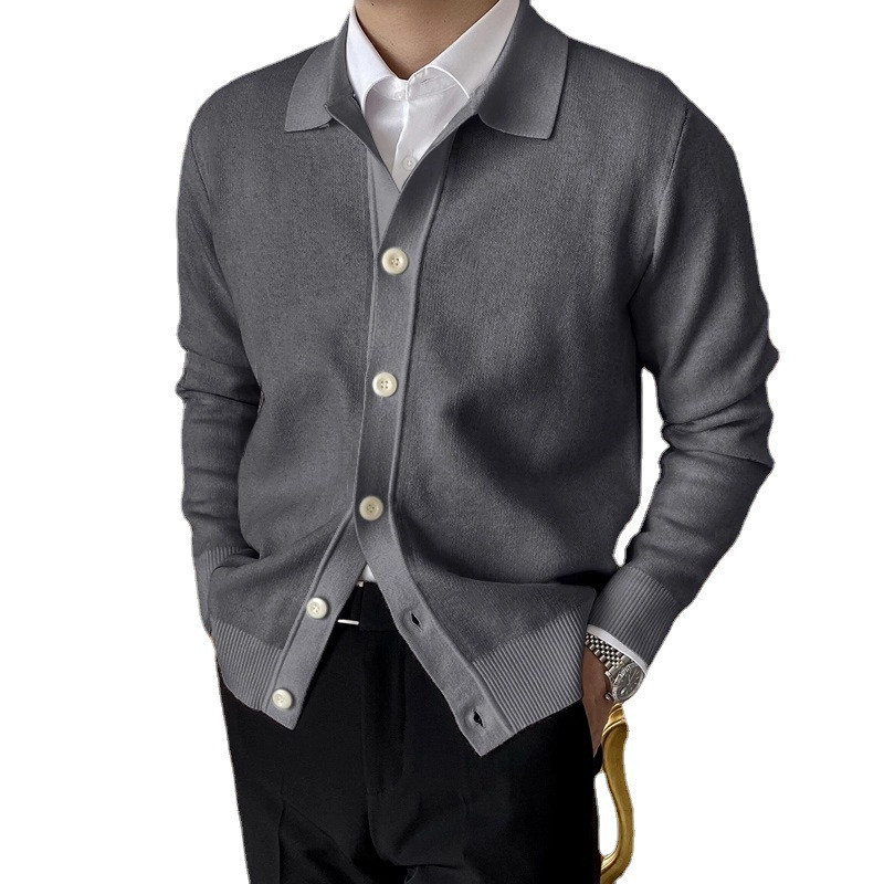 2023. Proljeće Jesen Novi pamučni pleteni kardigan Tanak korejski muški modni pulover dugih rukava na preklop Jednostavan ležeran kaput