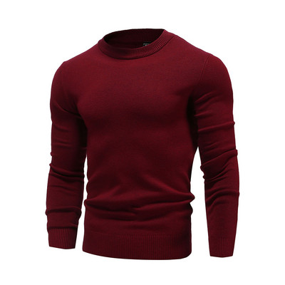 Novi puloveri s O-izrezom Muški džemperi Modni jednobojni visokokvalitetni zimski tanki pulover Muška ležerna elastična pletenina