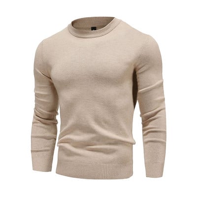 Novi puloveri s O-izrezom Muški džemperi Modni jednobojni visokokvalitetni zimski tanki pulover Muška ležerna elastična pletenina