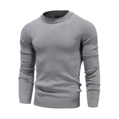 Novi puloveri s O-izrezom Muški džemperi Modni jednobojni visokokvalitetni zimski tanki pulover Muška ležerna elastična pletenina