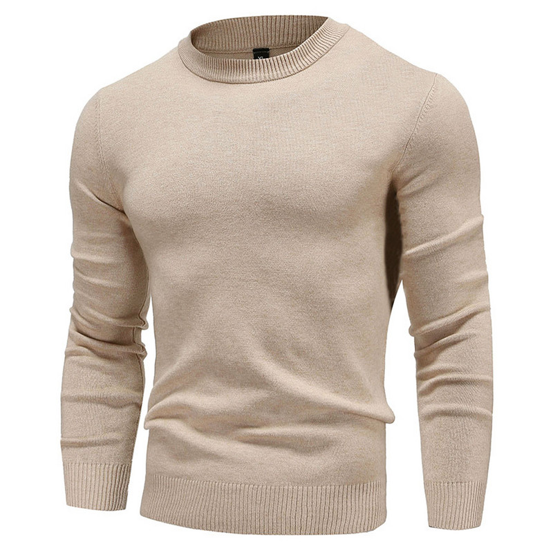 Novi puloveri s O-izrezom Muški džemperi Modni jednobojni visokokvalitetni zimski tanki pulover Muška ležerna elastična pletenina