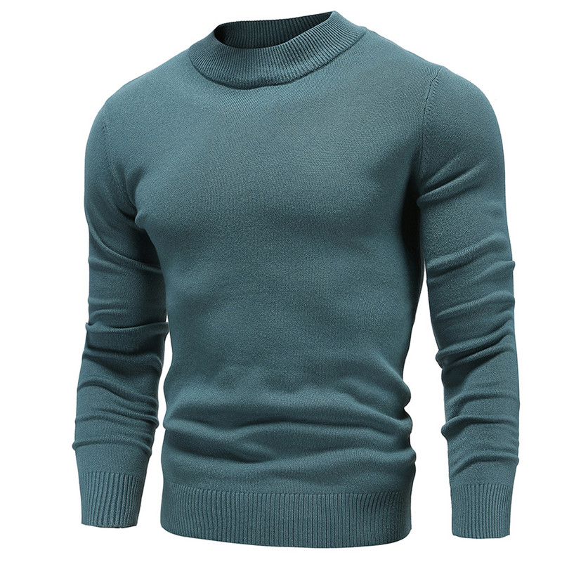 Novi puloveri s O-izrezom Muški džemperi Modni jednobojni visokokvalitetni zimski tanki pulover Muška ležerna elastična pletenina