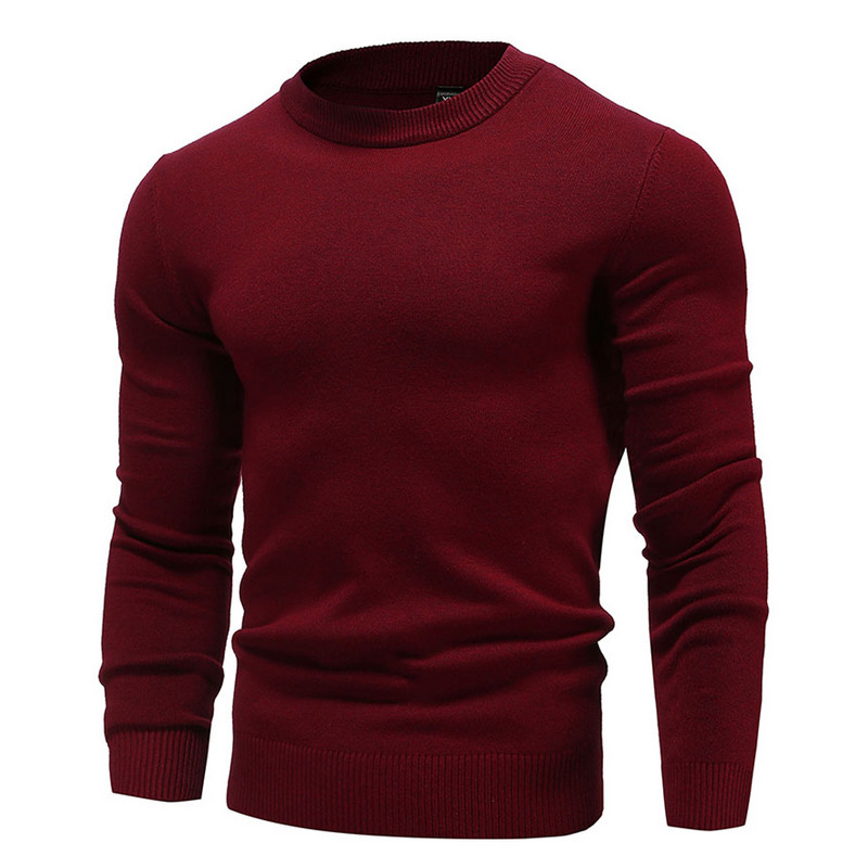 Novi puloveri s O-izrezom Muški džemperi Modni jednobojni visokokvalitetni zimski tanki pulover Muška ležerna elastična pletenina