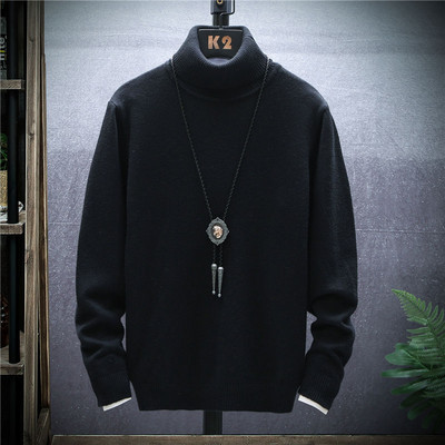 Naljakaelusega kampsunid Meeste Pullover Kampsunid Kootud Meeste Pullover Täispikad Pusad Soojad Topid Meeste riided