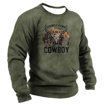 Vintage ανδρικό μπλουζάκι Western Cowboy Print Harajuku Ανδρικά ρούχα Unisex Πουλόβερ 2023 Νέα καθημερινά μακρυμάνικα μπλουζάκια