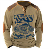 Suvine meeste Henley särk, graafiline mootorratas, Henley rõivad, rõivad, 3D-print, õues, igapäevane pikkade varrukatega, nööbiga moodne topp