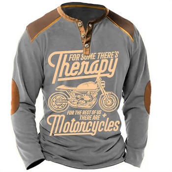 Καλοκαιρινό ανδρικό πουκάμισο Henley γραφικό μοτοσικλέτα Henley ένδυση ένδυσης 3d εκτύπωσης εξωτερικού χώρου καθημερινή μακρυμάνικη μπλούζα μόδας