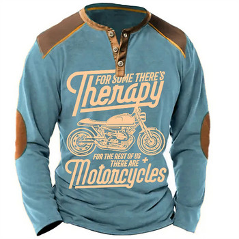 Καλοκαιρινό ανδρικό πουκάμισο Henley γραφικό μοτοσικλέτα Henley ένδυση ένδυσης 3d εκτύπωσης εξωτερικού χώρου καθημερινή μακρυμάνικη μπλούζα μόδας