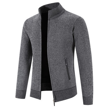 Νέο βελούδινο πουλόβερ ζακέτα ανδρική βάση γιακά ανδρικά πουλόβερ φλις χοντρό ζεστό πλεκτό παλτό πουλόβερ Ζακέτα με φερμουάρ με τσέπη