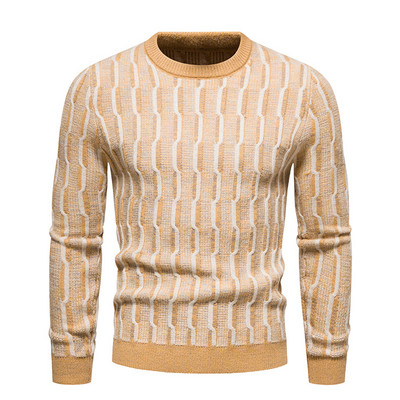 Υψηλής ποιότητας νέο ανδρικό πλεκτό πουλόβερ casual λεπτό πουλόβερ με στρογγυλή λαιμόκοψη Χειμερινό νεανικό casual μονόχρωμο πουλόβερ