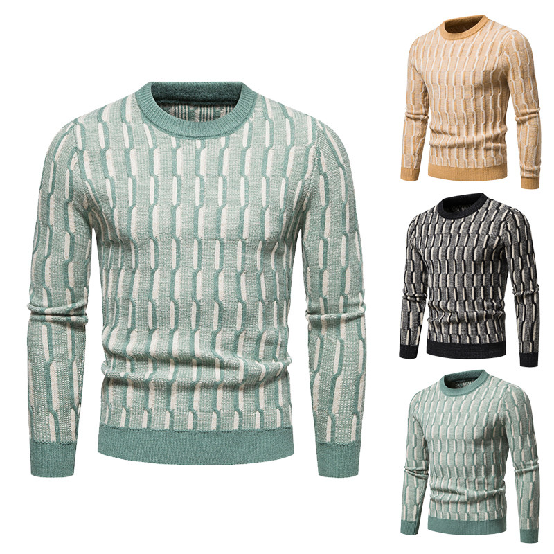 Υψηλής ποιότητας νέο ανδρικό πλεκτό πουλόβερ casual λεπτό πουλόβερ με στρογγυλή λαιμόκοψη Χειμερινό νεανικό casual μονόχρωμο πουλόβερ
