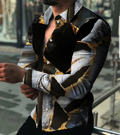 Fashion Trend Meeste särk vabaaja särgi mustriga trükitud pikkade varrukatega topid Meeste riided Klubi kardigantopsid XS-8XL