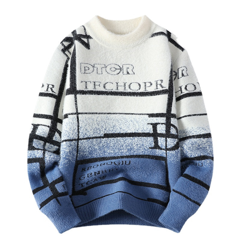 Nova muška pulover pulover s kratkim rukavima, udobna, svestrana, ležerna, tanka, pletena majica s engleskim uzorkom