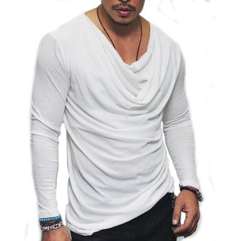 Meeste pikkade varrukatega t-särk kaelusega avar meeste t-särk hip hop tänavarõivad naljakad t-särgid riided