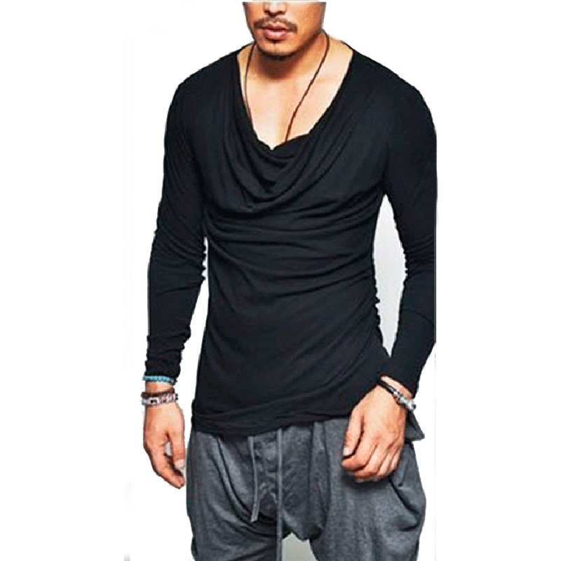 Meeste pikkade varrukatega t-särk kaelusega avar meeste t-särk hip hop tänavarõivad naljakad t-särgid riided