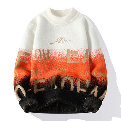 Φθινοπωρινό και Χειμώνα Νέο ανδρικό πουλόβερ πουλόβερ με μισό ζιβάγκο Άνετη τάση μόδας Λεπτό μακρυμάνικο πλεκτό τοπ M-3xl