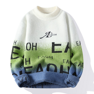 Φθινοπωρινό και Χειμώνα Νέο ανδρικό πουλόβερ πουλόβερ με μισό ζιβάγκο Άνετη τάση μόδας Λεπτό μακρυμάνικο πλεκτό τοπ M-3xl