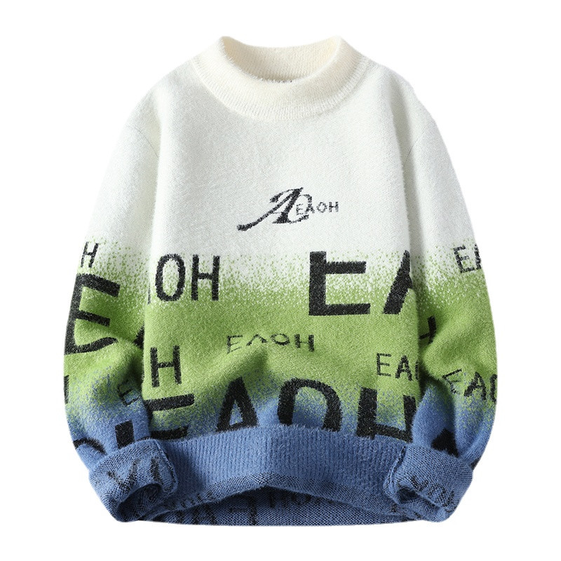 Φθινοπωρινό και Χειμώνα Νέο ανδρικό πουλόβερ πουλόβερ με μισό ζιβάγκο Άνετη τάση μόδας Λεπτό μακρυμάνικο πλεκτό τοπ M-3xl