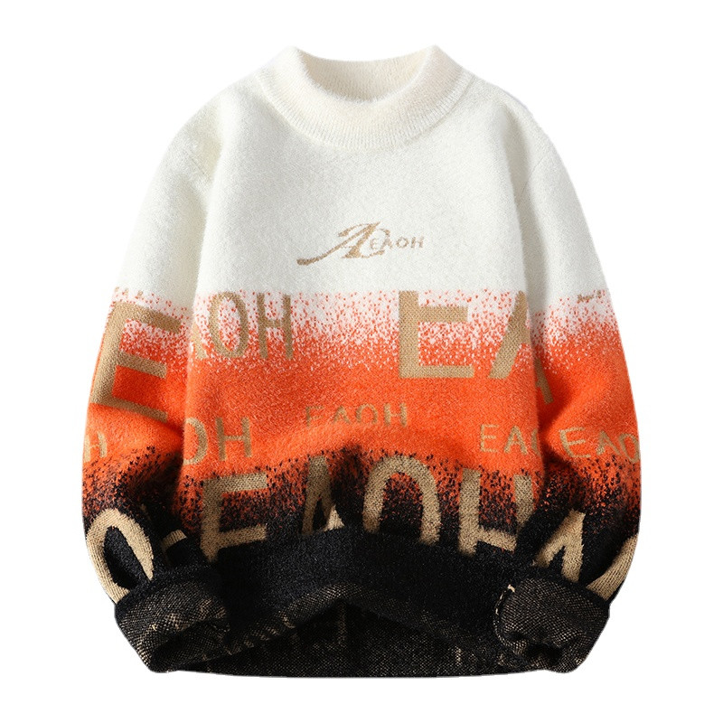 Φθινοπωρινό και Χειμώνα Νέο ανδρικό πουλόβερ πουλόβερ με μισό ζιβάγκο Άνετη τάση μόδας Λεπτό μακρυμάνικο πλεκτό τοπ M-3xl