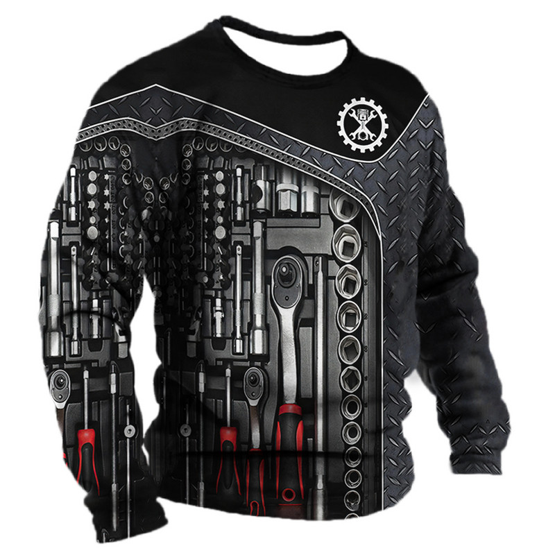 Vintage Mechanic Muška majica s kratkim rukavima Mechanic Tools Majice dugih rukava s printom Pamučni pulover Muška ulična odjeća Ogromne majice