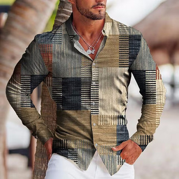 Есенни модни извънгабаритни ризи за мъже Ежедневни музикални ноти Печат с копчета Топ с дълъг ръкав Мъжки дрехи Празнични ризи и блузи