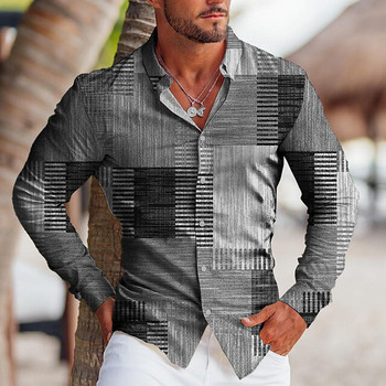 Есенни модни извънгабаритни ризи за мъже Ежедневни музикални ноти Печат с копчета Топ с дълъг ръкав Мъжки дрехи Празнични ризи и блузи