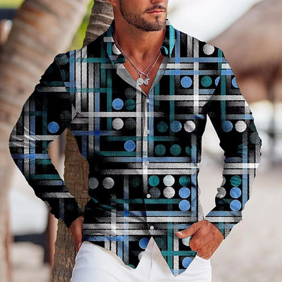 Φθινοπωρινά Μόδα Oversized Πουκάμισα για Άνδρες Casual Μουσική νότα εκτύπωσης με μακρυμάνικο τοπ Ανδρικά ρούχα Γιορτινά πουκάμισα και μπλούζες