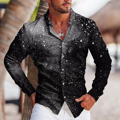 Φθινοπωρινά Μόδα Oversized Πουκάμισα για Άνδρες Casual Μουσική νότα εκτύπωσης με μακρυμάνικο τοπ Ανδρικά ρούχα Γιορτινά πουκάμισα και μπλούζες