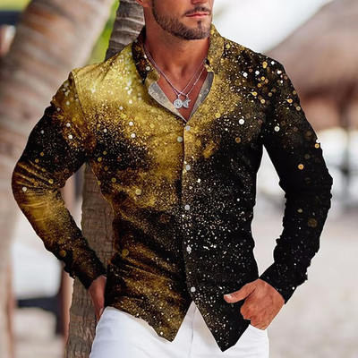 Φθινοπωρινά Μόδα Oversized Πουκάμισα για Άνδρες Casual Μουσική νότα εκτύπωσης με μακρυμάνικο τοπ Ανδρικά ρούχα Γιορτινά πουκάμισα και μπλούζες