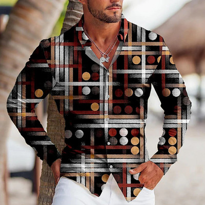 Φθινοπωρινά Μόδα Oversized Πουκάμισα για Άνδρες Casual Μουσική νότα εκτύπωσης με μακρυμάνικο τοπ Ανδρικά ρούχα Γιορτινά πουκάμισα και μπλούζες