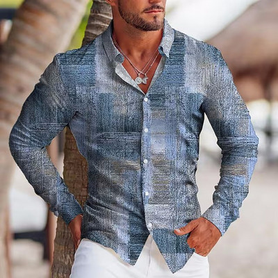 Φθινοπωρινά Μόδα Oversized Πουκάμισα για Άνδρες Casual Μουσική νότα εκτύπωσης με μακρυμάνικο τοπ Ανδρικά ρούχα Γιορτινά πουκάμισα και μπλούζες
