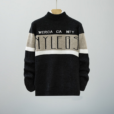 Novi klasični muški pulover s dolčevitom u boji, modni uski kroj, višenamjenska pletena majica s dugim rukavima za tinejdžere M-3XL