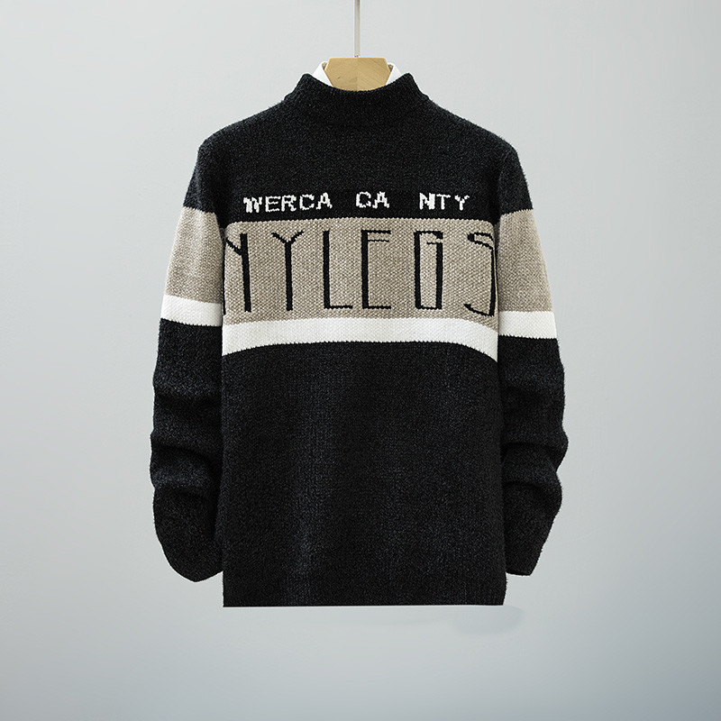 Novi klasični muški pulover s dolčevitom u boji, modni uski kroj, višenamjenska pletena majica s dugim rukavima za tinejdžere M-3XL