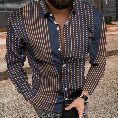 Novi trend muške košulje muške ležerne karirane košulje s 3D printom gumbi na preklope majice dugih rukava muške majice za balove S-6XL ljeto