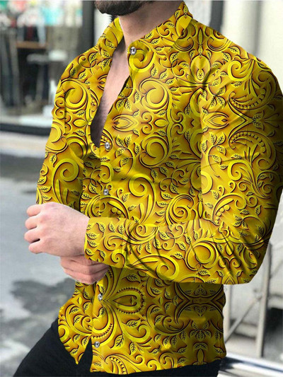 Novi trend muške košulje muške ležerne karirane košulje s 3D printom gumbi na preklope majice dugih rukava muške majice za balove S-6XL ljeto