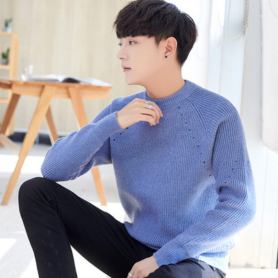 Kevadine ja sügisene uus meeste silmkoeline kampsun, mood vabaaja noortele, mugav mitmekülgne alumine kiht õhuke ühevärviline soe topp