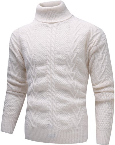 Uus 2022. aasta talvine soe meeste kampsun, trendimustriline pikkade varrukatega vabaaja ühevärviline pullover kootud kampsun