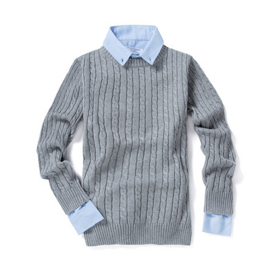 Νέο ανδρικό μονόχρωμο πουλόβερ με στρογγυλή λαιμόκοψη, Πλεκτό πουλόβερ μονόχρωμο