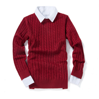 Νέο ανδρικό μονόχρωμο πουλόβερ με στρογγυλή λαιμόκοψη, Πλεκτό πουλόβερ μονόχρωμο