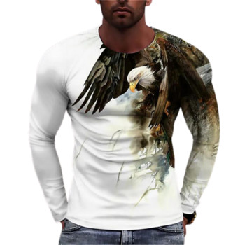 Ανδρικά μπλουζάκια Eagle ζωγραφισμένα στο χέρι Casual Μακρυμάνικα Streetwear 3D Animal Printing Hip Hop Ανδρικά μπλουζάκια Tee Plus μέγεθος 6XL