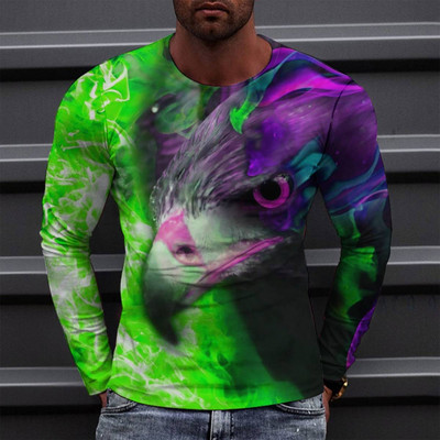 Ανδρικά μπλουζάκια Eagle ζωγραφισμένα στο χέρι Casual Μακρυμάνικα Streetwear 3D Animal Printing Hip Hop Ανδρικά μπλουζάκια Tee Plus μέγεθος 6XL